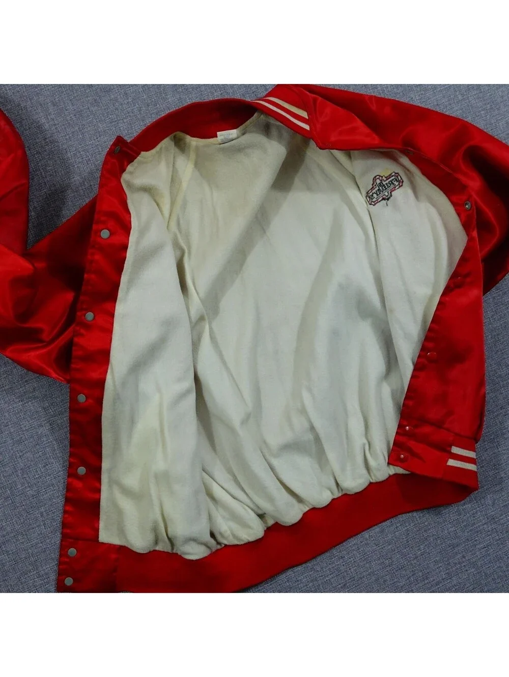 Vintage 80s Red Lightweight Jacket TGI Friday's Nylon Shell Acoba Lining